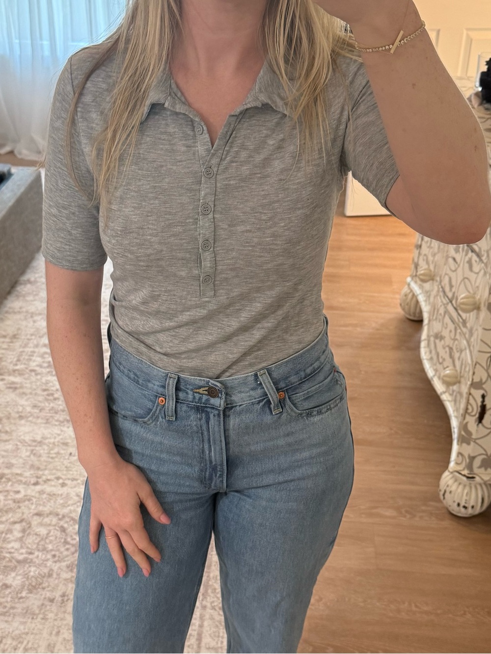 H&M Gray Short-Sleeve Polo Top